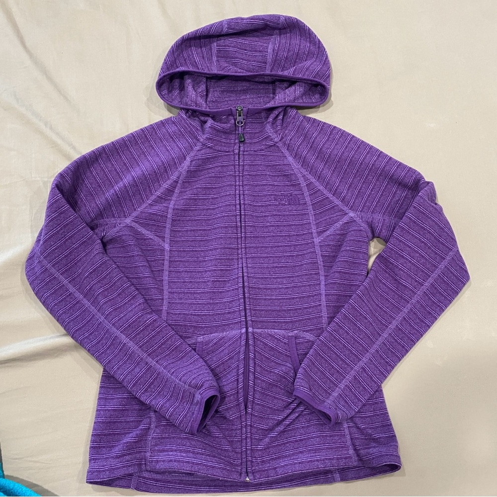 The North Face women fitted purple zip hooded sweater - striped warm S/P